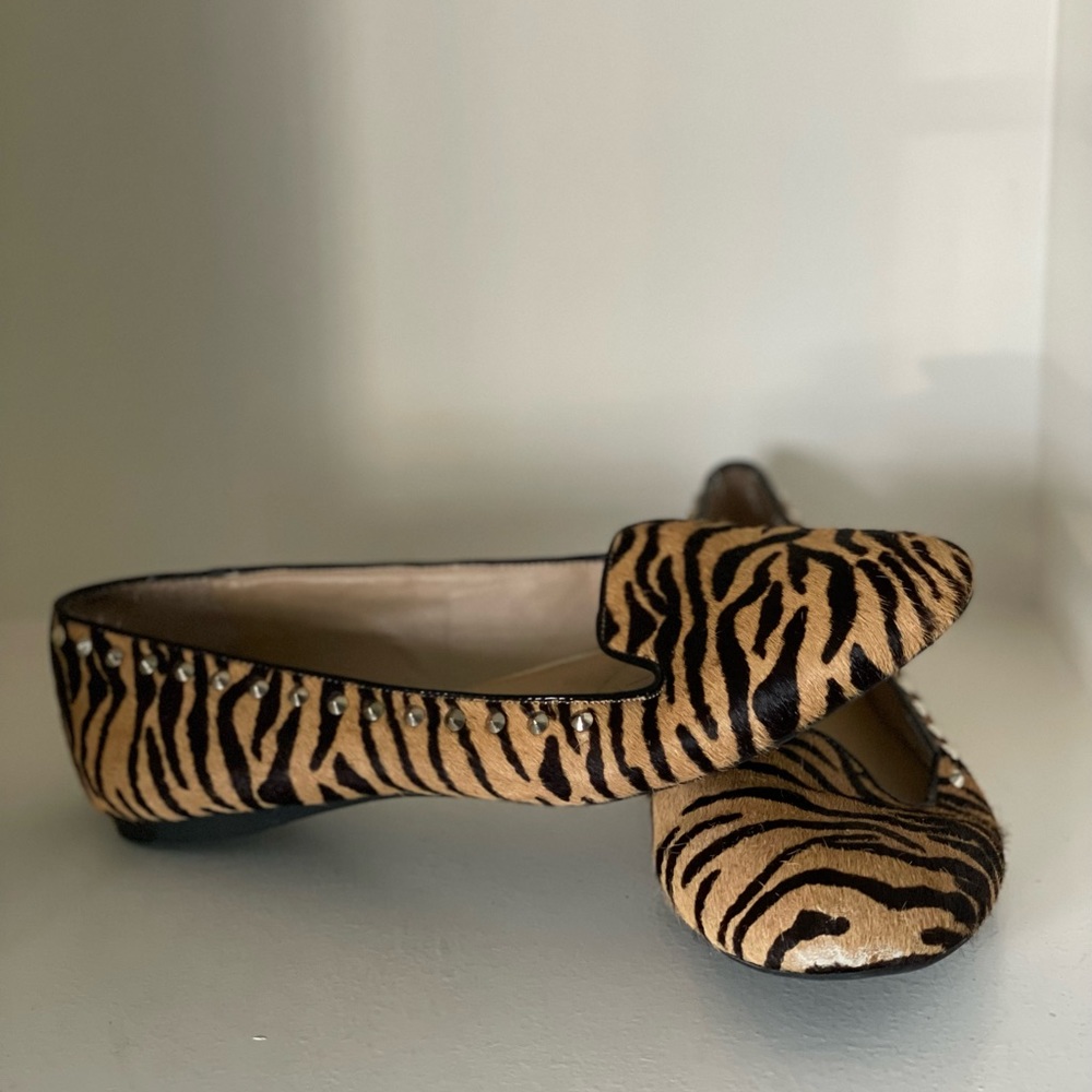 Antonio Melani Leather Calf Hair Studded Flats 8.5 M
